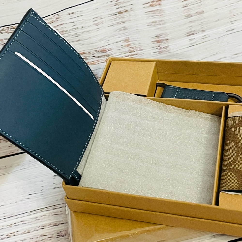 NWT Coach Boxed 3 In 1 Wallet Gift Set In Colorblock Signature Canvas - Picture 4 of 6